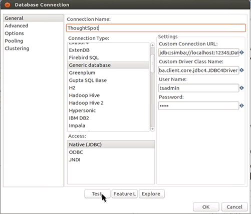 database connection pentaho