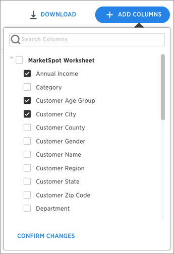 add columns underlying data