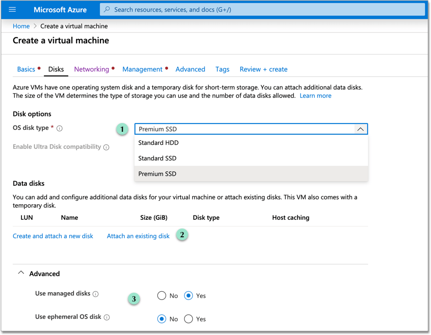 Specify disk information