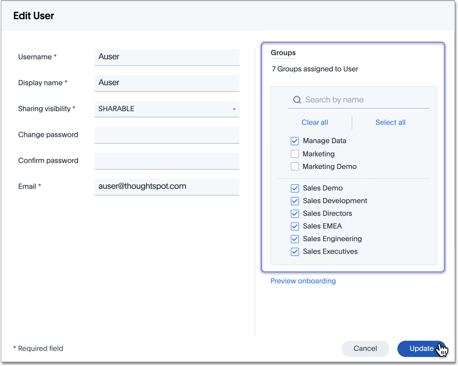 Edit User Grouops