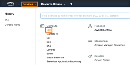 navigate to ec2 dashboard