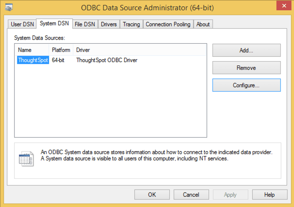 odbc system dsn