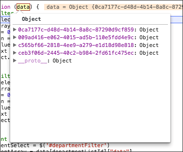 parsed json data