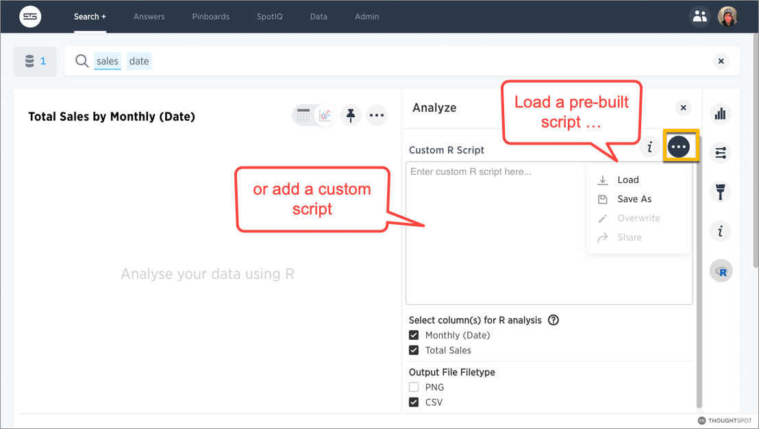 r load or write script