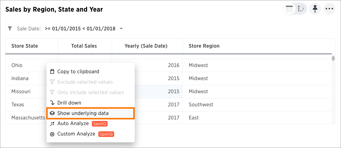 show underlying data