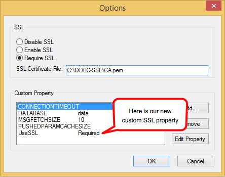 windows odbc custom SSL added