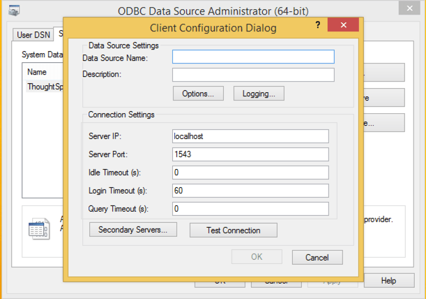 ODBC config dev source connect