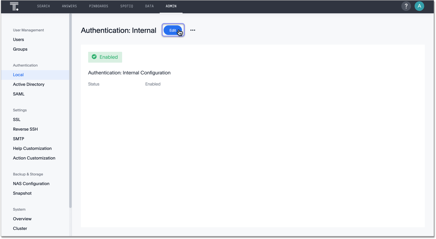 Edit local authentication