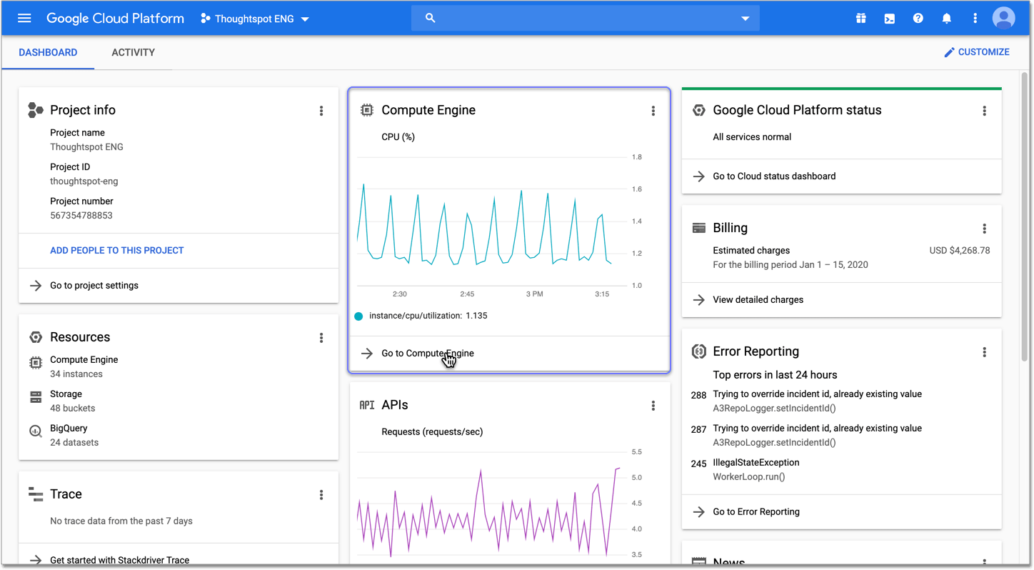 Go to the Compute Engine Dashboard