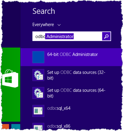 odbc windows search