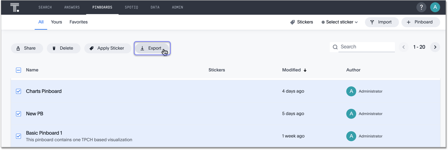 Export multiple Pinboards