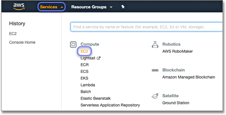 navigate to ec2 dashboard