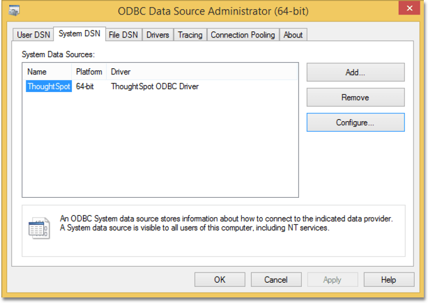 odbc system dsn