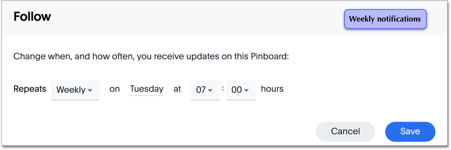 Schedule weekly Pinboard notifications