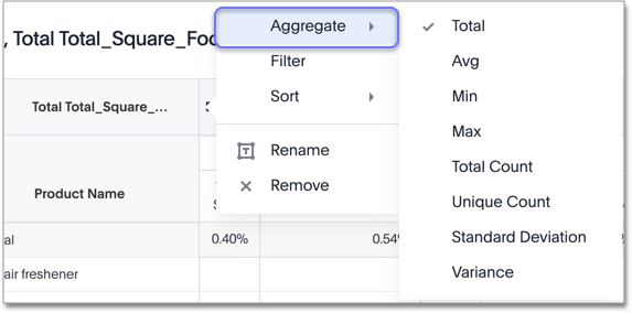 Change aggregation type