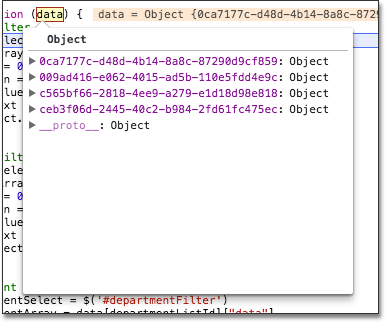 parsed json data