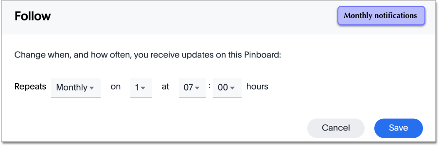 Schedule monthly Pinboard notifications