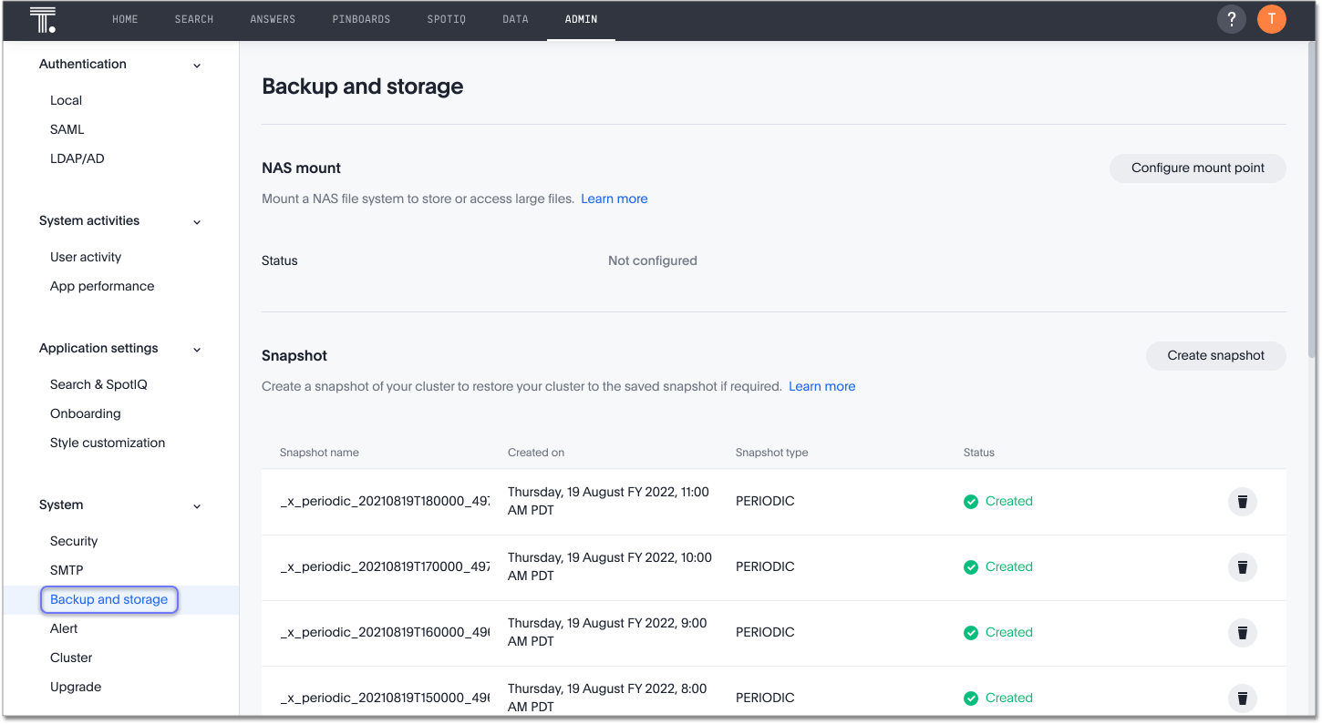 Admin Console - NAS