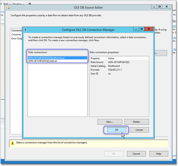 ssis ole db connection manager