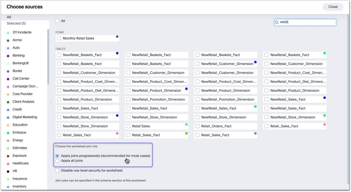 Apply joins progressively or apply all joins