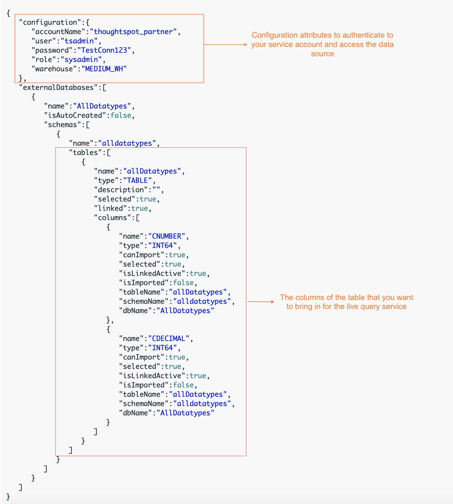 Connection metadata