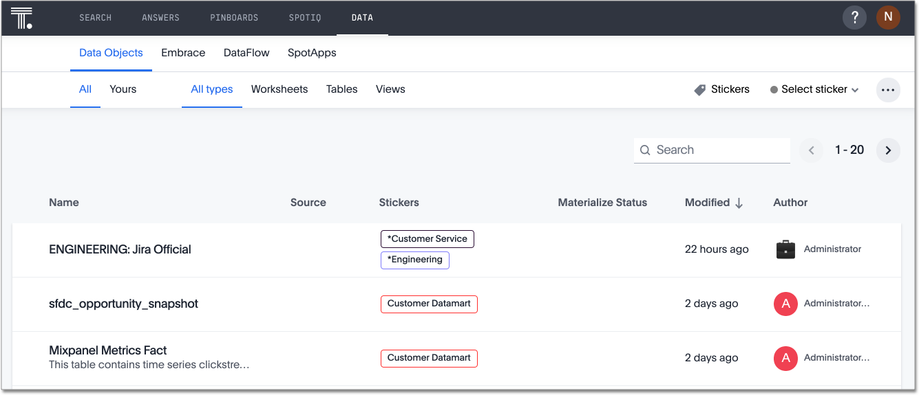 manage data page