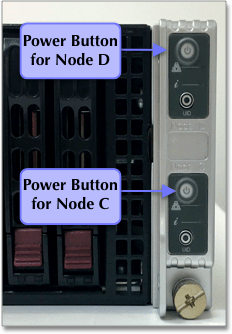 The power button is at the front of the Haswell appliance.