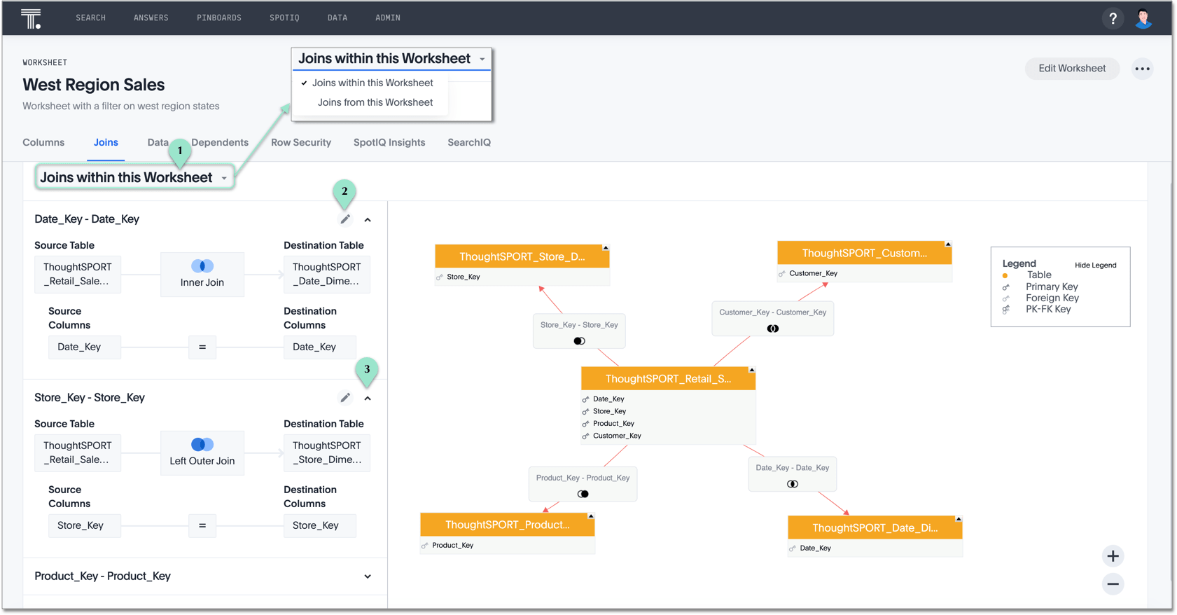 worksheet join schema view