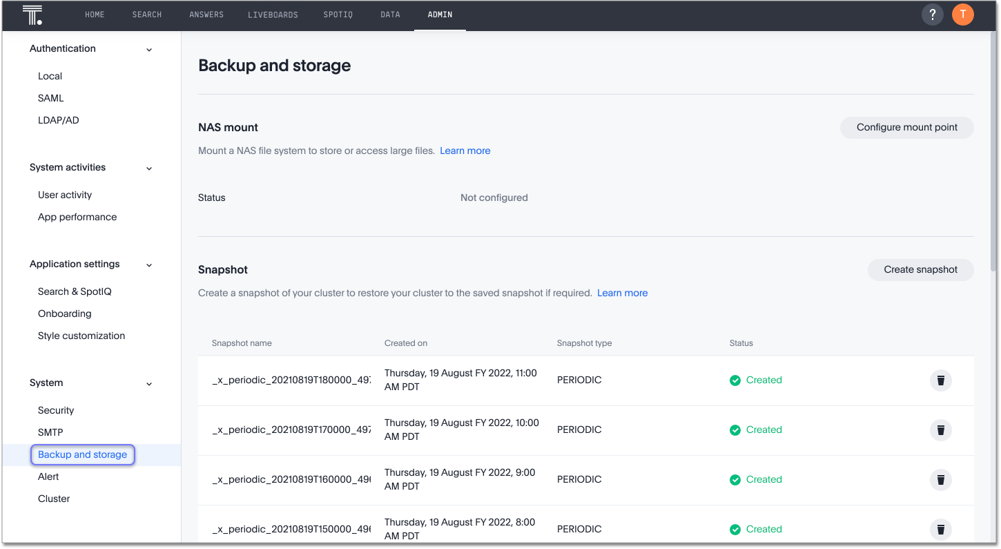 Admin Console - NAS