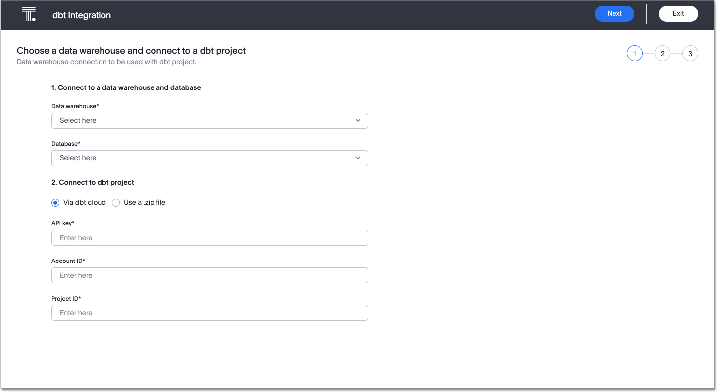 dbt integration step 1