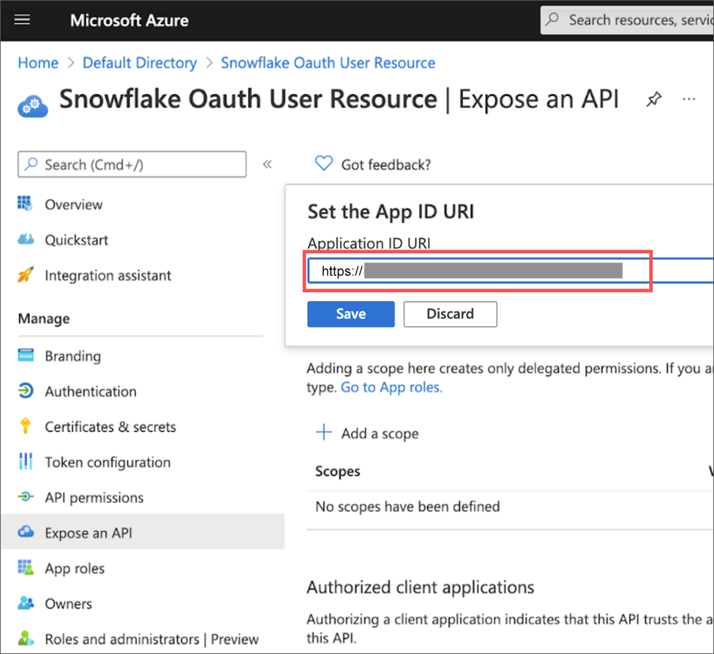 snow app uri oauth client2